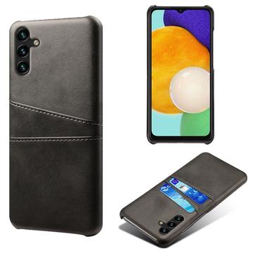 Carcasa de Plástico Recubierto con Ranuras para Tarjetas para Samsung Galaxy A14/A14 5G - Negro