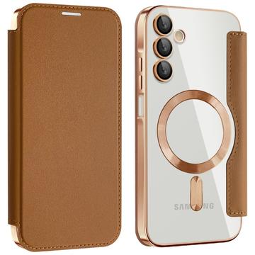 Funda abatible Samsung Galaxy A15 con ranura para tarjeta - Compatible con MagSafe - Marrón