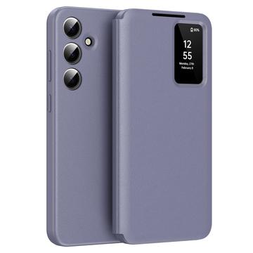 Funda Samsung Galaxy A16 Smart Clear View Flip con ranura para tarjetas - Gris Morado
