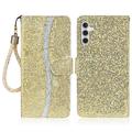 Samsung Galaxy A16 Funda elegante con purpurina para cartera - Oro