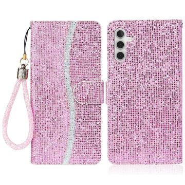 Samsung Galaxy A16 Funda elegante con purpurina para cartera - Rosa