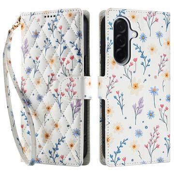Funda Rómbica Floral de Cartera para Samsung Galaxy A17/A26 - Flores de colores