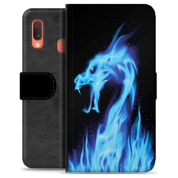 Funda Cartera Premium para Samsung Galaxy A20e - Dragón de Fuego Azul