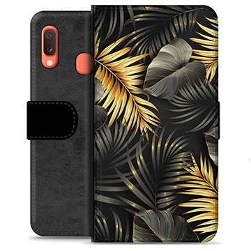 Funda Cartera Premium para Samsung Galaxy A20e - Hojas Doradas