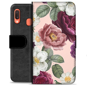 Funda Cartera Premium para Samsung Galaxy A20e - Flores Románticas