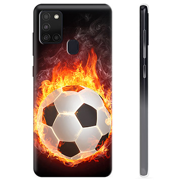 Funda de TPU para Samsung Galaxy A21s - Pelota de Fútbol en Llamas