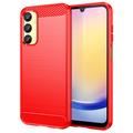 Carcasa de TPU Brushed para Samsung Galaxy A25 - Fibra de Carbono - Rojo