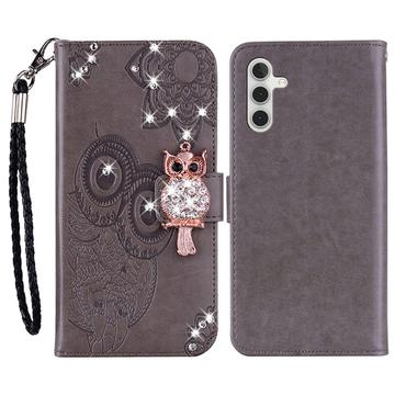 Samsung Galaxy A25 Búho Rhinestone Funda Billetera