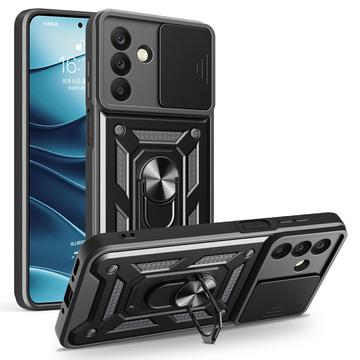 Funda híbrida con anillo giratorio y protector de cámara para Samsung Galaxy A26 - Negro