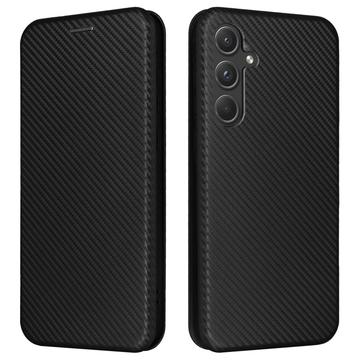 Funda con Tapa para Samsung Galaxy A35 - Fibra de Carbon - Negro