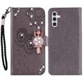 Samsung Galaxy A35 Búho Rhinestone Funda Billetera