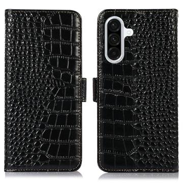 Funda Crocodile con RFID para Samsung Galaxy A36 - Estilo Cartera - Negro