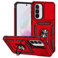 Funda híbrida con anillo giratorio y protector de cámara para Samsung Galaxy A36 - Rojo