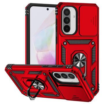 Funda híbrida con anillo giratorio y protector de cámara para Samsung Galaxy A36 - Rojo