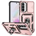 Funda híbrida con anillo giratorio y protector de cámara para Samsung Galaxy A36 - Rosa Dorado