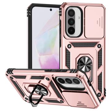 Funda híbrida con anillo giratorio y protector de cámara para Samsung Galaxy A36 - Rosa Dorado