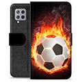 Funda Cartera Premium para Samsung Galaxy A42 5G - Pelota de Fútbol en Llamas