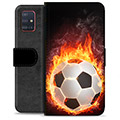 Funda Cartera Premium para Samsung Galaxy A51 - Pelota de Fútbol en Llamas