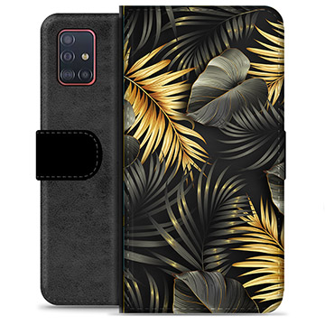 Funda Cartera Premium para Samsung Galaxy A51 - Hojas Doradas