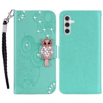 Samsung Galaxy A54 5G Búho Rhinestone Funda billetera