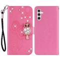 Samsung Galaxy A54 5G Búho Rhinestone Funda Cartera