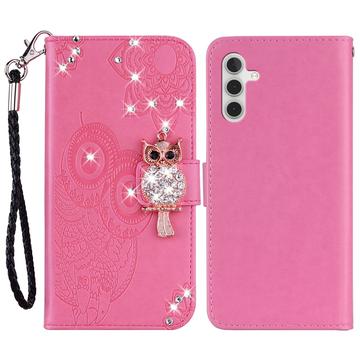 Samsung Galaxy A54 5G Búho Rhinestone Funda Cartera
