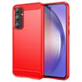 Carcasa de TPU Brushed para Samsung Galaxy A55 - Fibra de Carbono - Rojo