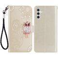 Samsung Galaxy A55 Búho Rhinestone Funda Billetera