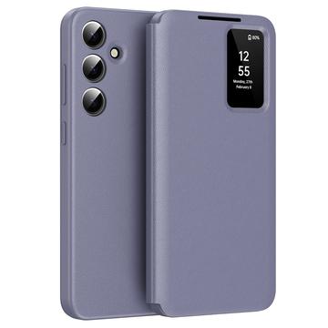 Funda Samsung Galaxy A55 Smart Clear View Flip con ranura para tarjetas - Gris Morado