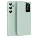Funda Samsung Galaxy A55 Smart Clear View Flip con ranura para tarjetas - Verde claro