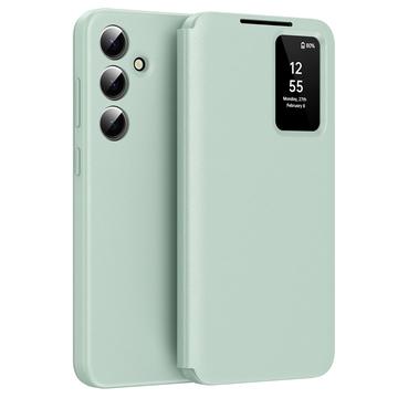 Funda Samsung Galaxy A55 Smart Clear View Flip con ranura para tarjetas - Verde claro