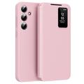 Funda Samsung Galaxy A55 Smart Clear View Flip con ranura para tarjetas - Rosa