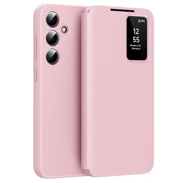 Funda Samsung Galaxy A55 Smart Clear View Flip con ranura para tarjetas - Rosa