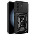 Funda híbrida con anillo giratorio y protector de cámara para Samsung Galaxy A56 - Negro
