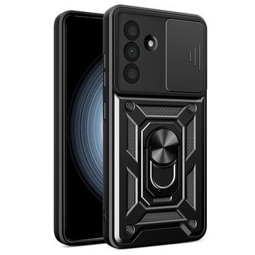 Funda híbrida con anillo giratorio y protector de cámara para Samsung Galaxy A56 - Negro
