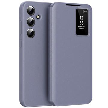 Funda Samsung Galaxy A56 Smart Clear View Flip con ranura para tarjetas - Gris Morado