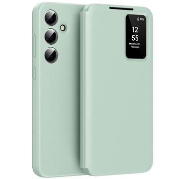 Funda Samsung Galaxy A56 Smart Clear View Flip con ranura para tarjetas - Verde claro