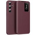 Funda Samsung Galaxy A56 Smart Clear View Flip con ranura para tarjetas - Rojo vino