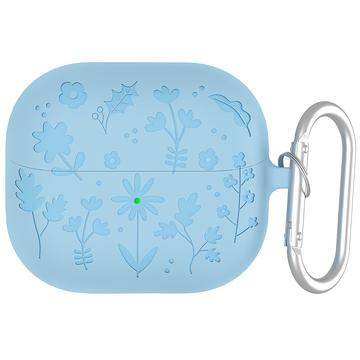 Funda de silicona líquida Samsung Galaxy Buds3/Buds3 Pro con estampado de flores y mosquetón