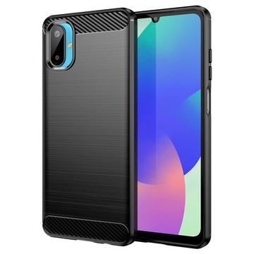 Carcasa de TPU Brushed para Samsung Galaxy M06/F06 5G - Fibra de Carbono - Negro