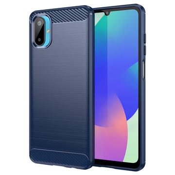 Carcasa de TPU Brushed para Samsung Galaxy M06/F06 5G - Fibra de Carbono - Azul
