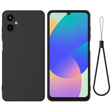 Samsung Galaxy M06/F06 5G Funda de silicona líquida con correa de mano - Negro