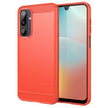 Carcasa de TPU Brushed para Samsung Galaxy M16 - Fibra de Carbono - Rojo