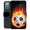 Funda Cartera Premium para Samsung Galaxy Note20 - Pelota de Fútbol en Llamas