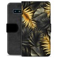 Funda Cartera Premium para Samsung Galaxy S10 - Hojas Doradas