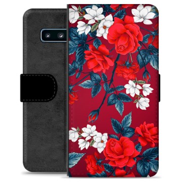 Funda Cartera Premium para Samsung Galaxy S10 - Flores Vintage