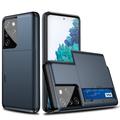 Samsung Galaxy S21 Ultra 5G Hybrid Case with Sliding Card Slot - Dark Blue