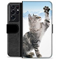 Funda Cartera Premium para Samsung Galaxy S21 Ultra 5G - Gato