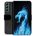 Funda Cartera Premium para Samsung Galaxy S22+ 5G - Dragón de Fuego Azul