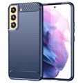 Carcasa de TPU Cepillada para Samsung Galaxy S23 5G - Fibra de Carbono - Azul